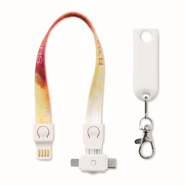 3 az 1-ben töltőkábel  USB-A to Micro-B (2-pin) and Type-C, karkötő, kulcstartó vagy nyakpánt
